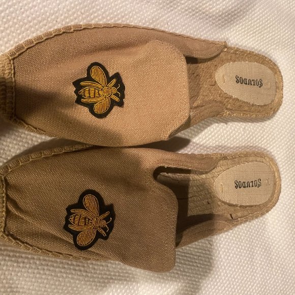 Soludos Beige Espadrille Mules With Bee Embroidery - Picture 9 of 11